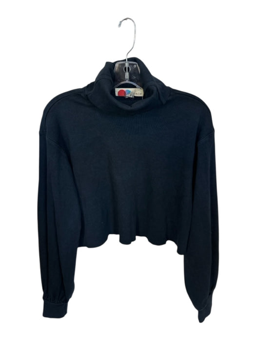 FP Beach Size S Black Cotton Turtle Neck Long Sleeve Cropped Sweater Black / S
