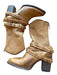 Free Bird Shoe Size 7 Tan Leather Block Heel Braided Back Zip Cowboy Boots Tan / 7