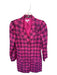 TCEC Size M Pink & Navy Polyester Blend Long Sleeve Plaid Button Down Dress Pink & Navy / M