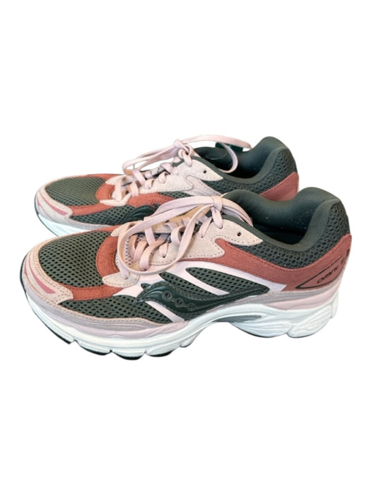 Saucony Shoe Size 5 Green & Mauve Canvas & Leather Perforated Athletic Sneakers Green & Mauve / 5
