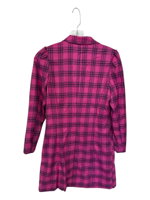 TCEC Size S Pink & Navy Polyester Long Sleeve Plaid Button Down Dress Pink & Navy / S
