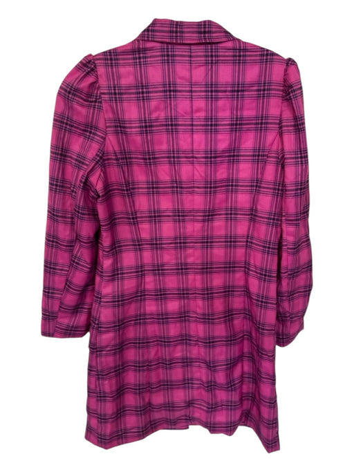 TCEC Size S Pink & Navy Polyester Long Sleeve Plaid Button Down Dress Pink & Navy / S
