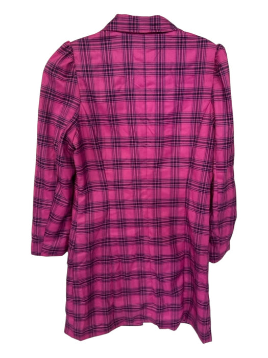 TCEC Size S Pink & Navy Polyester Long Sleeve Plaid Button Down Dress Pink & Navy / S
