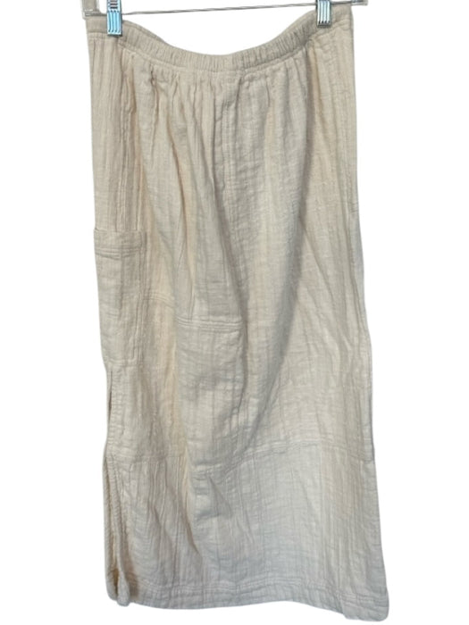 Free People Size XS Cream Cotton Drawstring Textured Maxi Skirt Cream / XS