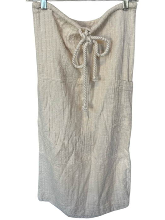 Free People Size XS Cream Cotton Drawstring Textured Maxi Skirt Cream / XS