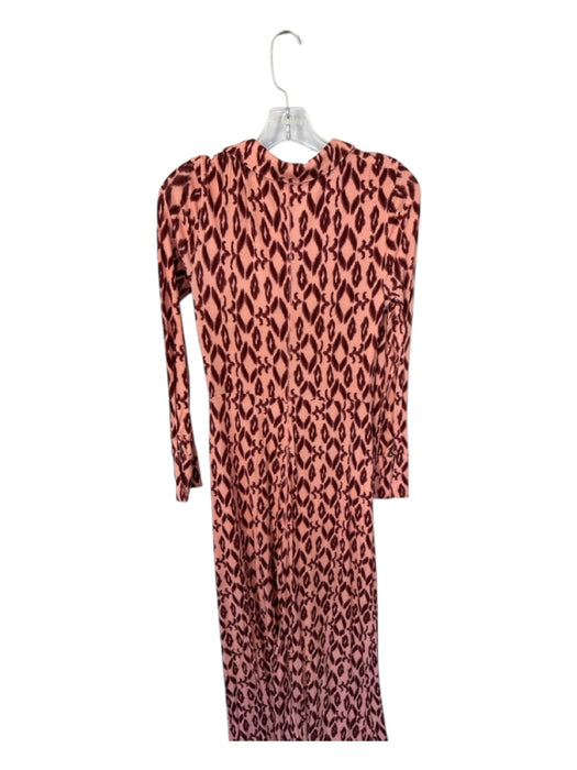 Free People Size S Peach & Red Rayon Long Sleeve Buttons Wide Leg Ikat Jumper Peach & Red / S