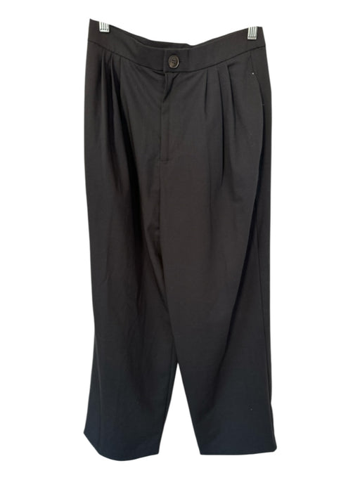 Zara Size S Black Polyester Blend High Waist Pleat Wide Leg Trouser Pants Black / S