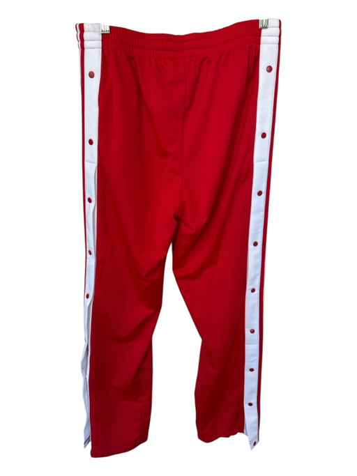 Adidas Size M Red & White Polyester Drawstring Side Stripe Wide Leg Pants Red & White / M