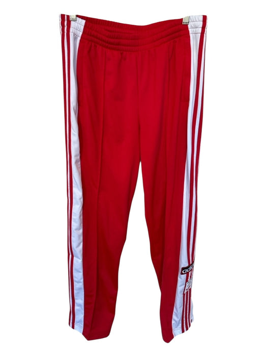 Adidas Size M Red & White Polyester Drawstring Side Stripe Wide Leg Pants Red & White / M