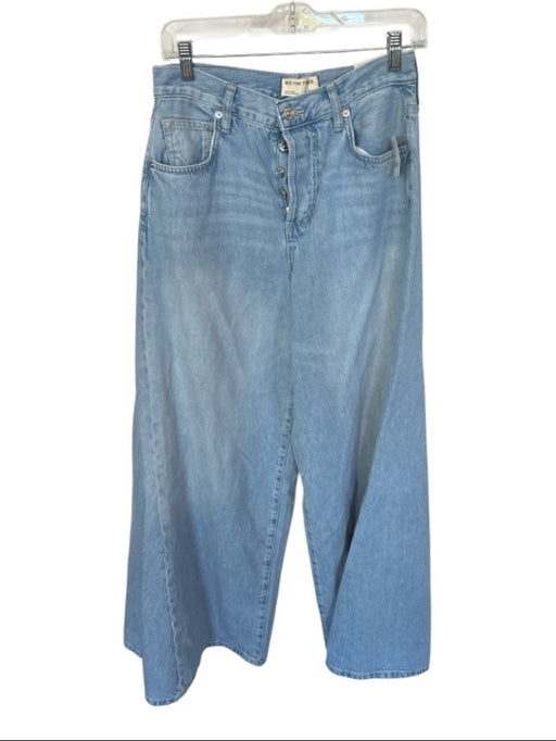We The Free Size 28 Light Wash Cotton Blend High Waist Button Fly Wide Leg Jeans Light Wash / 28