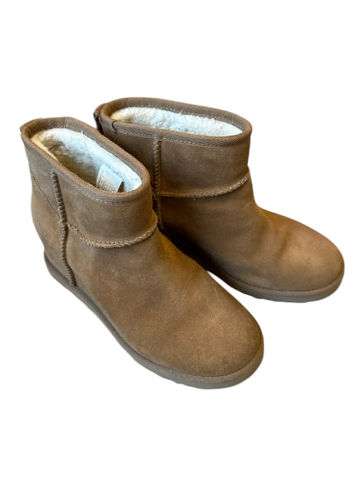 Ugg Shoe Size 6 Camel Suede Shearling Lined Wedge Booties Camel / 6