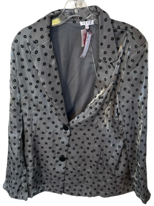 TCEC Size M Gray & Black Polyester Blend Long Sleeve Flowers Jacket Gray & Black / M