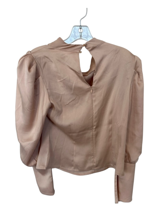 ASTR Size S nude Polyester Long Balloon Sleeve Back Button Top nude / S