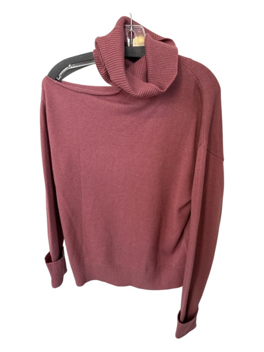 Paige Size S Mauve Wool Blend Turtle Neck Cold Shoulder Long Sleeve Sweater Mauve / S