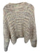 Free People Size S Tan & Lime Cotton Denim Mock Neck Chunky Knit Cropped Sweater Tan & Lime / S
