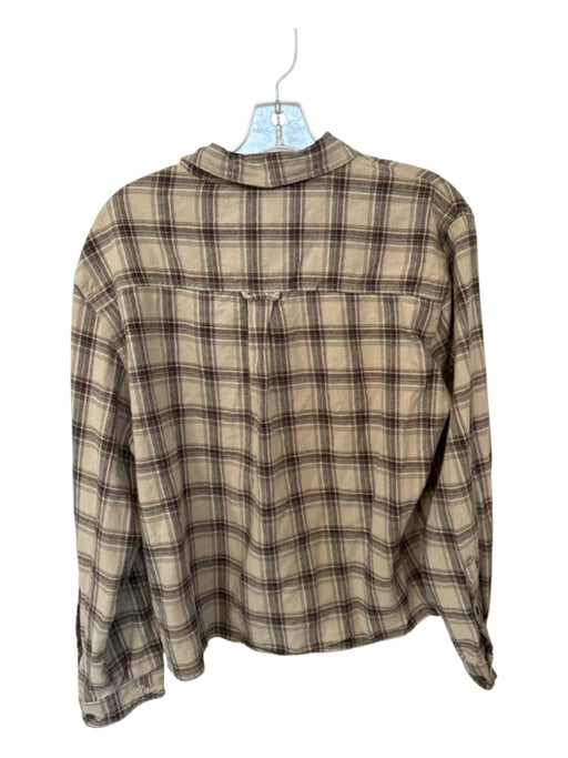 Dairy Boy Size M/L Tan & brown Cotton Plaid Long Sleeve Button Down Flannel Top Tan & brown / M/L