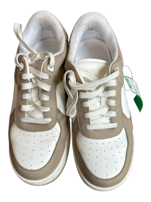 Alo Shoe Size 6.5 white & tan Leather Perforated color block Athletic Sneakers white & tan / 6.5