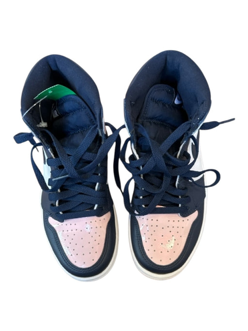 Nike Air Jordan Shoe Size 6 Navy & Pink Leather High Top Color Block Sneakers Navy & Pink / 6