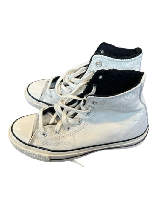Converse Shoe Size 6 White & Black Leather Shearling Lined High Top Sneakers White & Black / 6