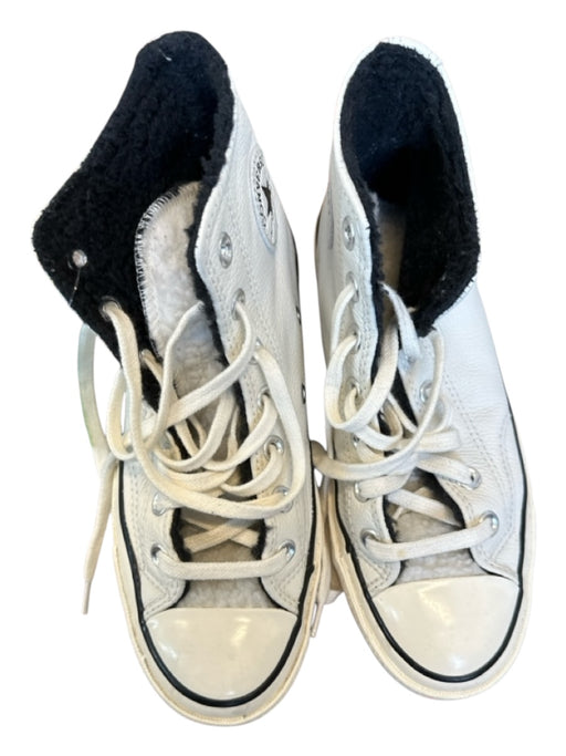 Converse Shoe Size 6 White & Black Leather Shearling Lined High Top Sneakers White & Black / 6