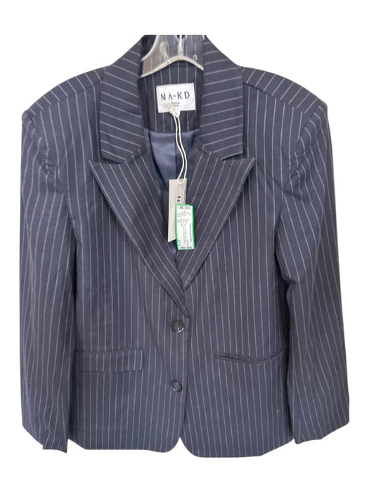Na-kd Size 36 Navy Polyester Blend Long Sleeve 2 button Striped Oversized Blazer Navy / 36