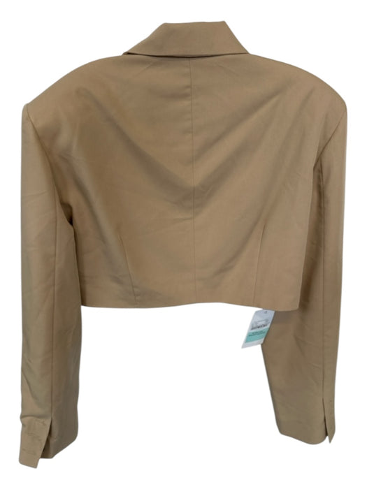 Storets Size S/M Tan Polyester Blend Shoulder Pads Long Sleeve Cropped Blazer Tan / S/M