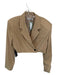 Storets Size S/M Tan Polyester Blend Shoulder Pads Long Sleeve Cropped Blazer Tan / S/M