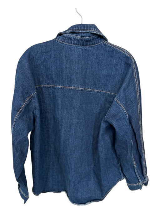 Zara Size XS/S Dark Wash Cotton Long Sleeve Button Down Denim Jacket Dark Wash / XS/S