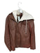 Listicle Size M Brown & White Vegan Leather Hood Long Sleeve Bomber Jacket Brown & White / M