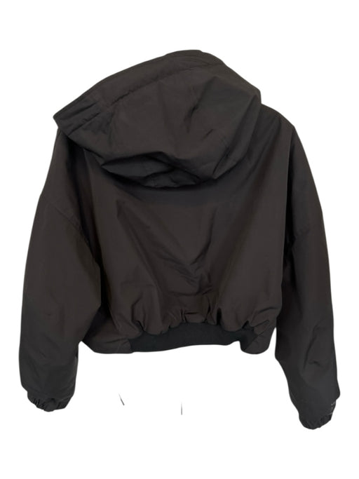 Zara Size M Black Nylon Hood Full ZIp Cropped Jacket Black / M