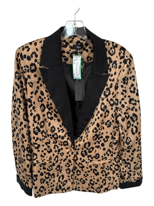 Lucca Size M Brown & Black Polyester Long Sleeve Animal Print One Button Jacket Brown & Black / M