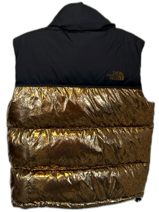 The North Face Size S Black & Bronze Nylon Goose Down Puffer Metallic Vest Black & Bronze / S