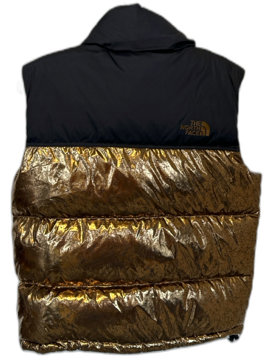 The North Face Size S Black & Bronze Nylon Goose Down Puffer Metallic Vest Black & Bronze / S