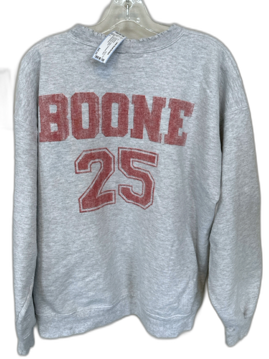 Size L Gray & Red Cotton Distressed Band Long Sleeve Sweatshirt Gray & Red / L