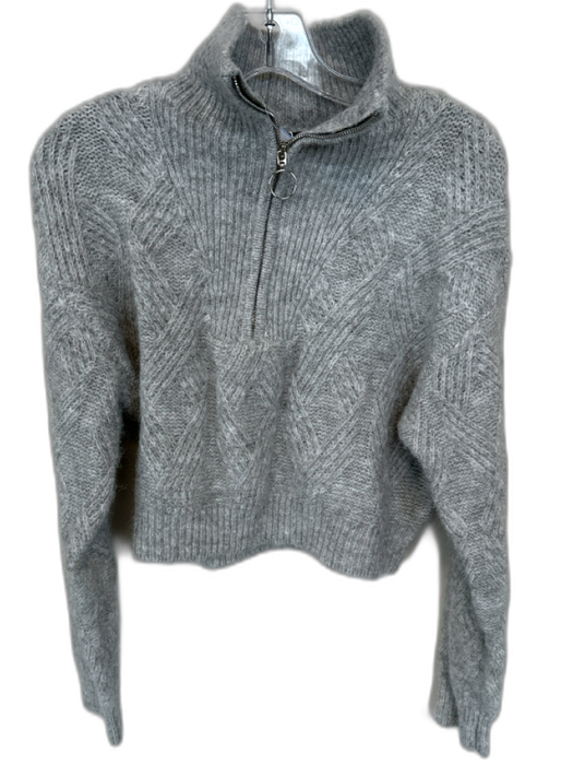 Bershka Size S Gray Polyester Blend Knit Half Zip Sweater Gray / S