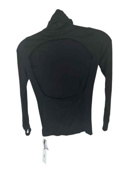 Joah Brown Size S/M Black Modal Blend Mock Neck Open Back Long Sleeve Top Black / S/M