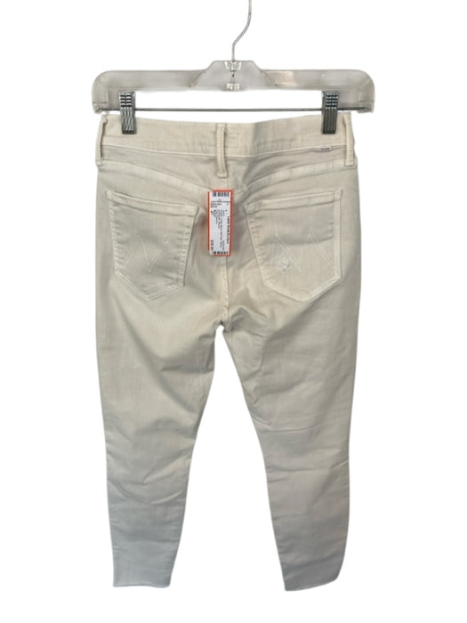Mother Size 27 Cream Cotton Blend Mid Rise Skinny distressed Jeans Cream / 27