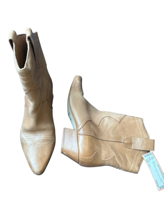 Shoe Size 6.5 Tan Vegan Leather Cowboy Booties Tan / 6.5