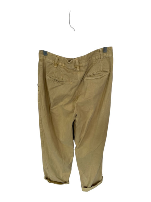 Free People Size 4 Tan Cotton Pleated Cuffed Pants Tan / 4