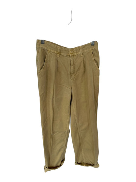 Free People Size 4 Tan Cotton Pleated Cuffed Pants Tan / 4