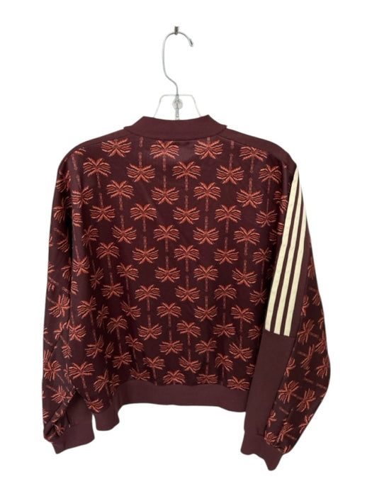 Adidas Size M Brown & Orange Polyester Long Sleeve Palm Trees Full Zip Jacket Brown & Orange / M