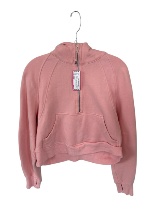 Lululemon Size XS/S Coral Pink Cotton Blend Long Sleeve Half Zip Cropped Hoodie Coral Pink / XS/S