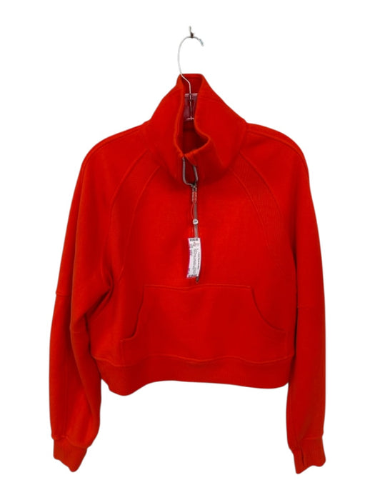 Lululemon Size XS/S Neon Orange Cotton Blend Long Sleeve Half Zip Cropped Jacket Neon Orange / XS/S