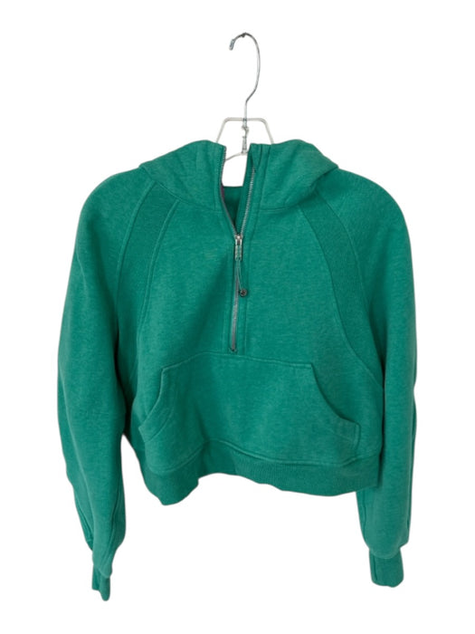Lululemon Size XS/S Green Cotton Blend Long Sleeve Half Zip Cropped Hoodie Green / XS/S