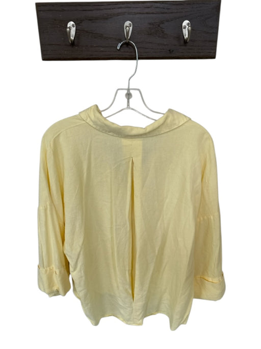 Zara Size S Yellow Linen Blend Long Sleeve Button Down Collar Oversized Top Yellow / S