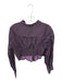 Free People Size M Purple Cotton Long Balloon Sleeve Striped Buttons Cropped Top Purple / M