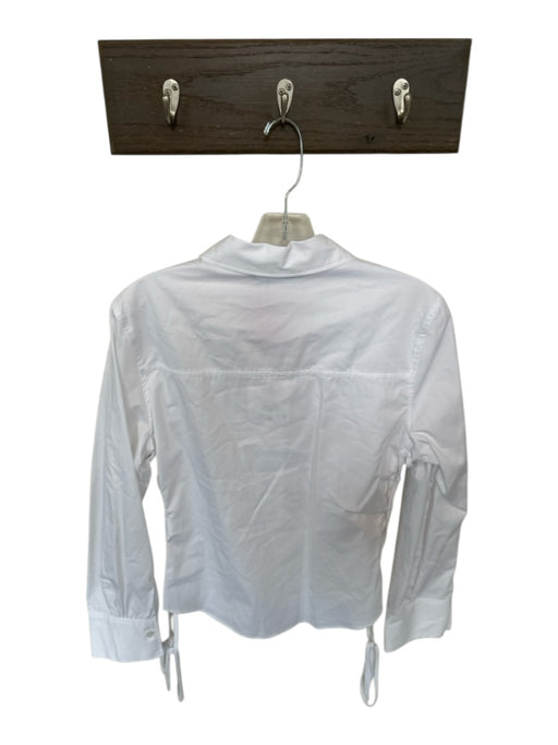 Zara Size M White Cotton Long Sleeve Button Down Lace Up Side Top White / M