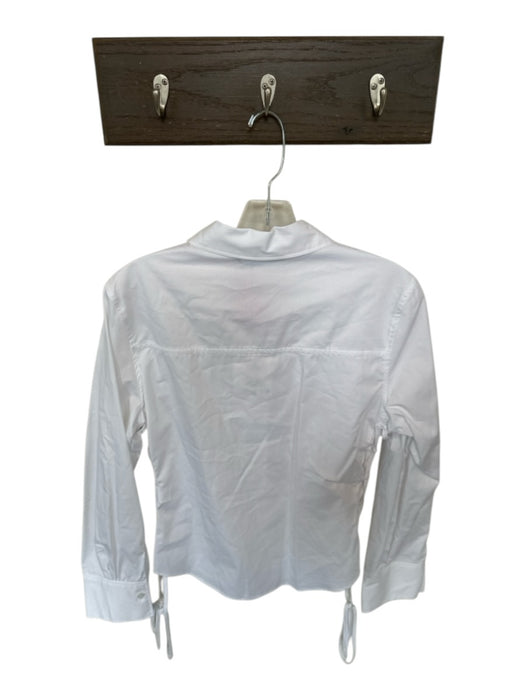 Zara Size M White Cotton Long Sleeve Button Down Lace Up Side Top White / M