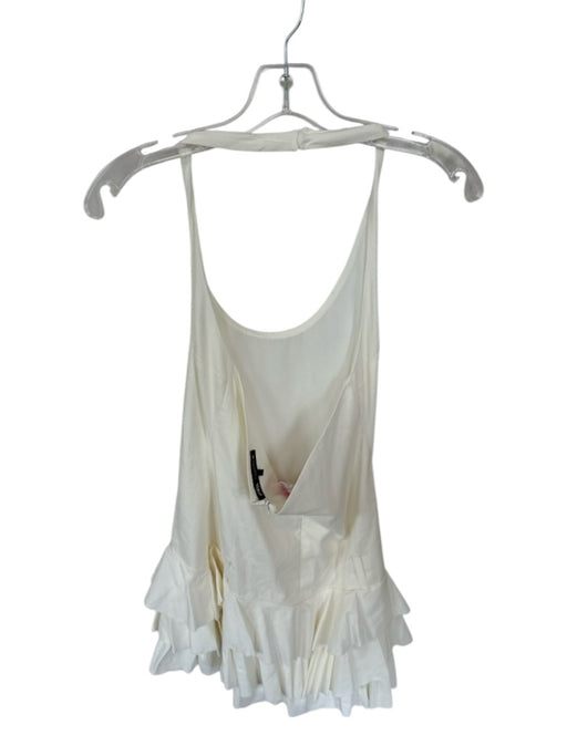 Zara Size M White Halter Neck Ruffles built in shorts Back Zip Dress White / M
