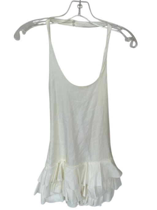 Zara Size M White Halter Neck Ruffles built in shorts Back Zip Dress White / M
